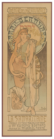ALPHONSE MUCHA (1860-1939). SARAH - BERNHARDT / LA SAMARITAINE. Maîtres de l'Affiche pl. 166. 1899. 14x5 inches, 38x15 cm. F. Chaix, P